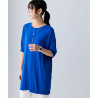 【アイスクリーンプレミアム】チュニック丈5分袖ニット（持続冷感・接触冷感・毛玉になりにくい・UVカット・洗濯機で洗える・遮熱） 大きいサイズ