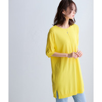 【アイスクリーンプレミアム】チュニック丈5分袖ニット（持続冷感・接触冷感・毛玉になりにくい・UVカット・洗濯機で洗える・遮熱） 大きいサイズ