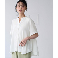 とろみブロード裾フレアシャツ（イージーケア・吸汗速乾） 大きいサイズ