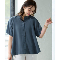 とろみブロード裾フレアシャツ（イージーケア・吸汗速乾） 大きいサイズ