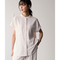 【しわシャキ】Wポケットバンドカラーシャツ（防しわ・形態安定・接触冷感・UVカット） 大きいサイズ