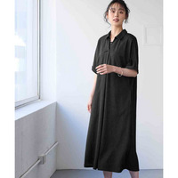 涼やか美ラクRUタッチ5分袖フロントタックスキッパーゆったりロング丈ワンピース（接触冷感・抗菌防臭・UVカット・遮熱） 大きいサイズ
