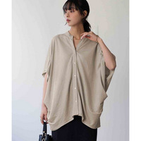 涼やか美ラクRUタッチバンドカラードルマンスリーブチュニックブラウス（接触冷感・抗菌防臭・UVカット・遮熱） 大きいサイズ