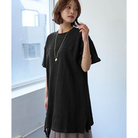 綿100％ドライタッチワッフル5分袖コクーンチュニック（UVカット・吸汗速乾） 大きいサイズ