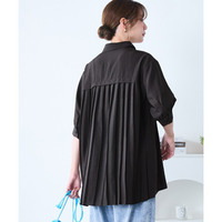 【ドライワッシャー】後プリーツシャツチュニック（吸汗速乾） 大きいサイズ