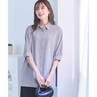 【ドライワッシャー】後プリーツシャツチュニック（吸汗速乾） 大きいサイズ