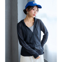 シャリ美シアーニットフードカーディガン 大きいサイズ