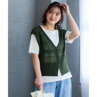 2点セット（前あきべスト＋綿100％半袖Tシャツ） 大きいサイズ
