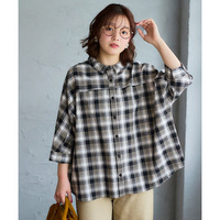 綿100％柔らか7分袖ドルマンゆるシャツチュニック 大きいサイズ