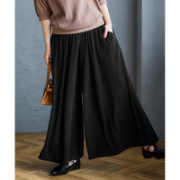 楊柳プリーツスーパーワイドパンツ（ゆったりヒップ） 大きいサイズ
