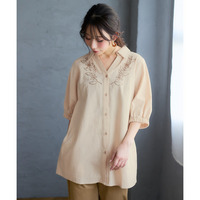 綿100％刺しゅうシャツチュニック 大きいサイズ