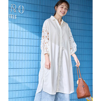 ふんわりレース袖シャツワンピース 大きいサイズ