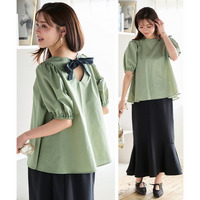 後リボンふんわり袖ブラウス 大きいサイズ