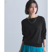 【新モデル】洗えるＵＶカット綿100％ボートネック7分袖ニット 大きいサイズ