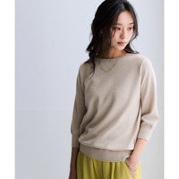 【新モデル】洗えるＵＶカット綿100％ボートネック7分袖ニット 大きいサイズ