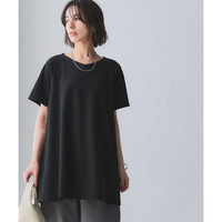 ふくれジャガードカットソー5分袖Vネックフレアチュニック(イージーケア・ＵＶカット・接触冷感） 大きいサイズ