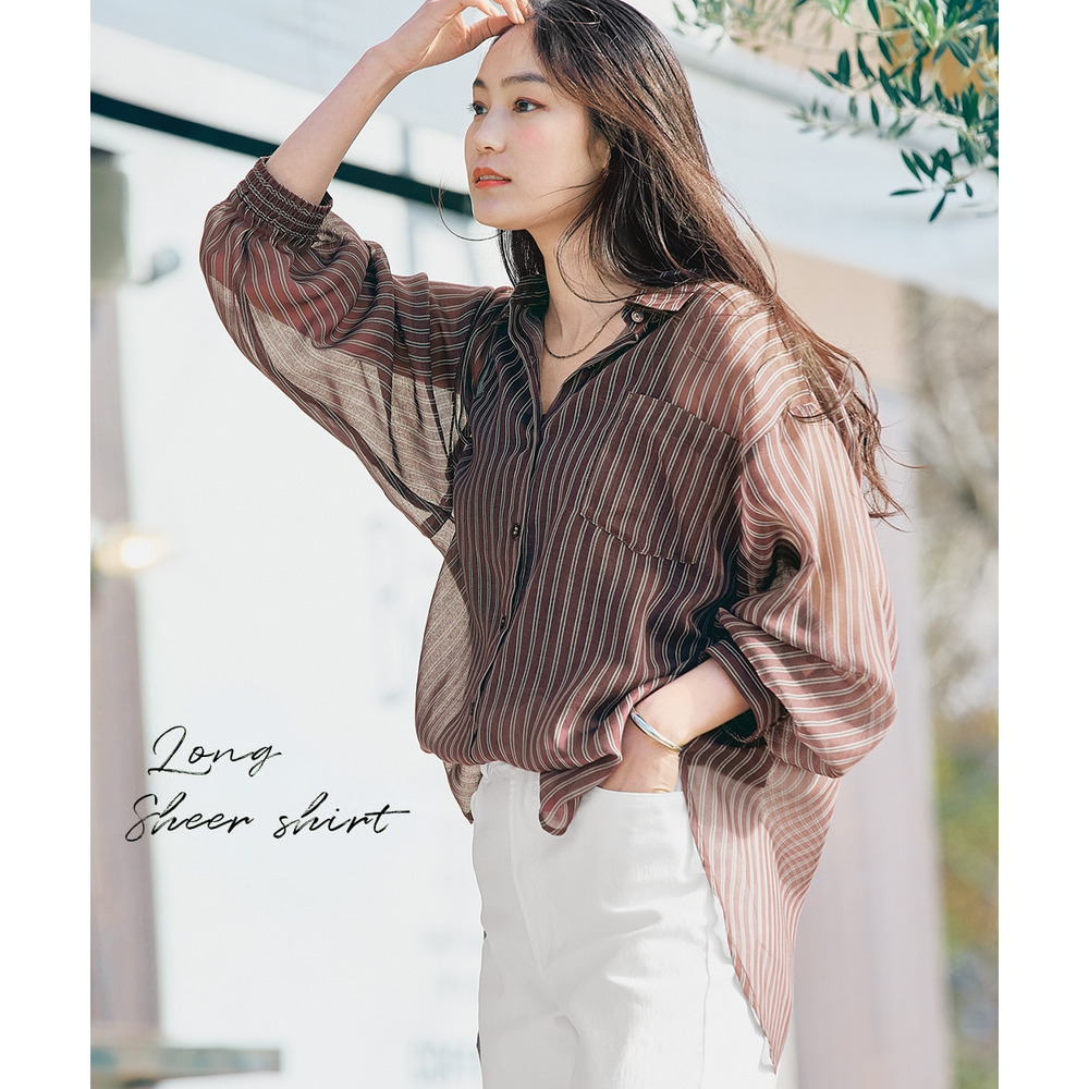 ロング丈シアーシャツ 大きいサイズ