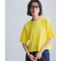 【アイスクリーンプレミアム】クロップド丈5分袖ニット（持続冷感・接触冷感・毛玉になりにくい・UVカット・洗濯機で洗える・遮熱） 大きいサイズ