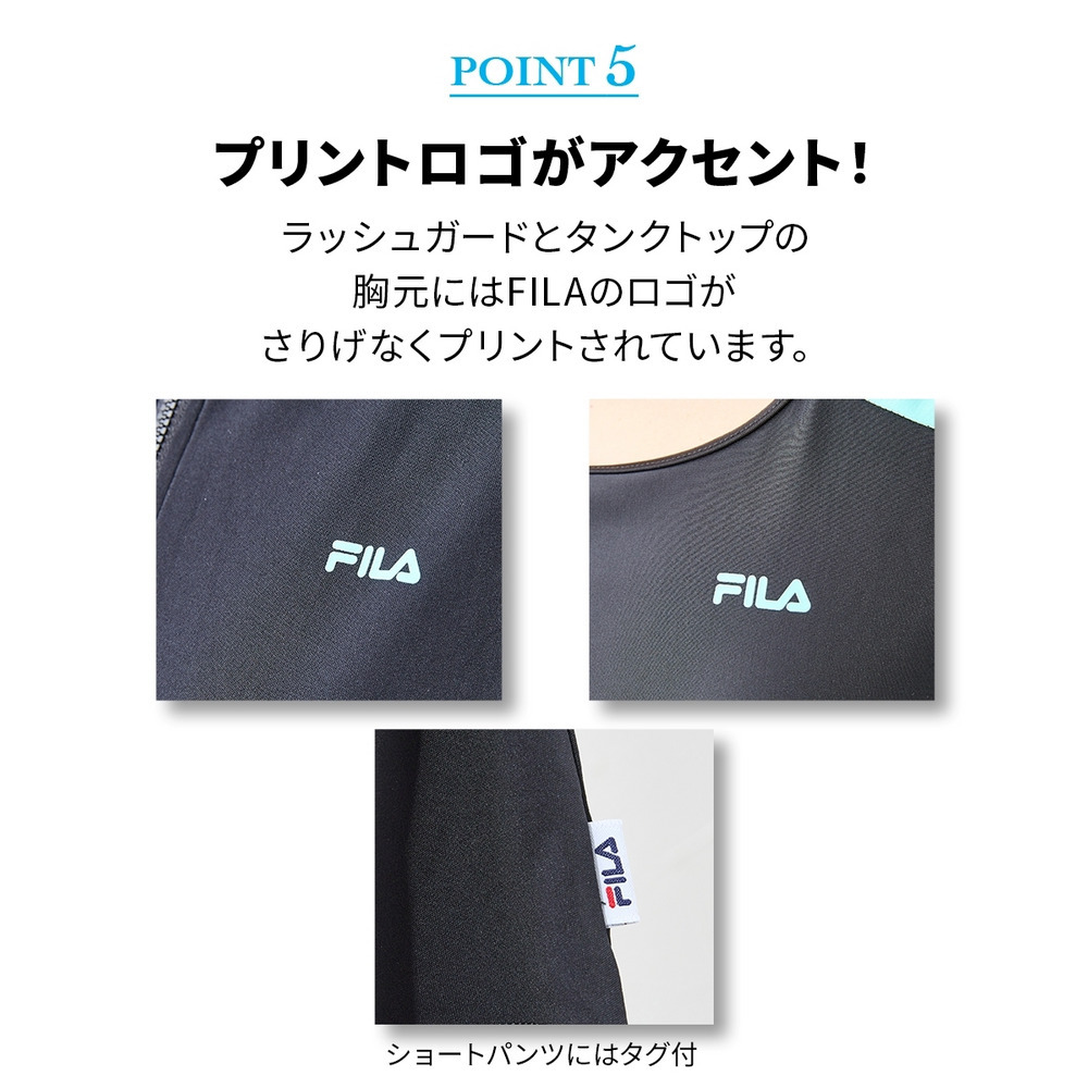 【4点セット】FILA 長袖トップス&キュロット付タンクフィットネス水着 大きいサイズ6