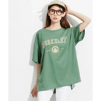 ５分袖ビッグシルエットプリントチュニックＴシャツ（吸汗速乾）（薄手素材）　大きいサイズ