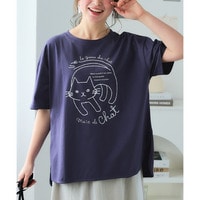 ５分袖ビッグシルエットプリントチュニックＴシャツ（吸汗速乾）（薄手素材）　大きいサイズ
