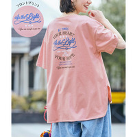 ５分袖ビッグシルエットプリントチュニックＴシャツ（吸汗速乾）（薄手素材）　大きいサイズ