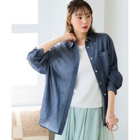 シアーデニムゆるシルエットシャツ　大きいサイズ