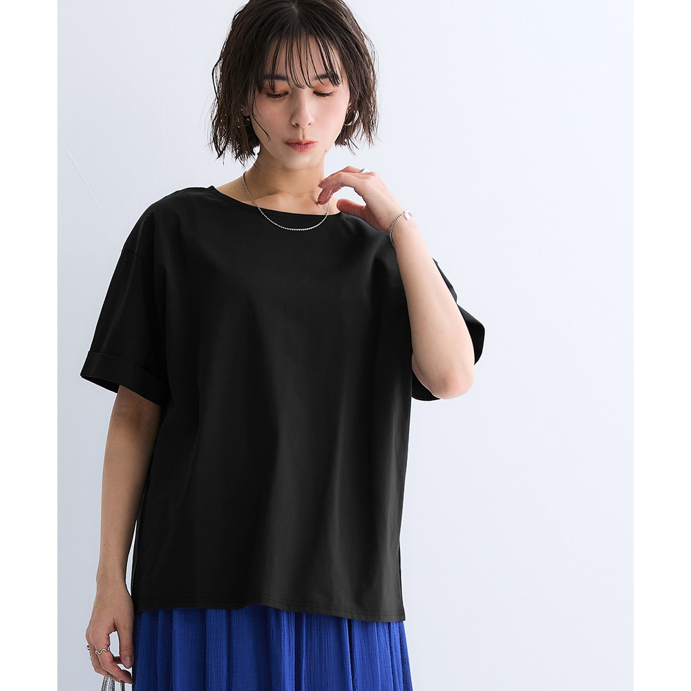 軽量さらさらカットソー5分袖ゆるシルエットプルオーバー(吸汗速乾) 大きいサイズ1