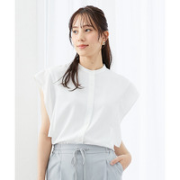 ストレッチパウダーサテンスクエアスリーブブラウス(しわになりにくい・速乾・洗濯機OK・UVカット・接触冷感) 大きいサイズ