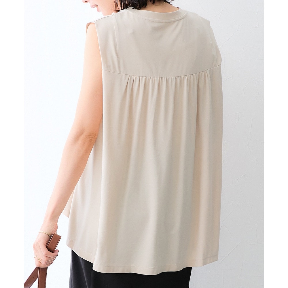 【ひんやり接触冷感】シルケット加工サイドスリットノースリーブトップス 大きいサイズ21