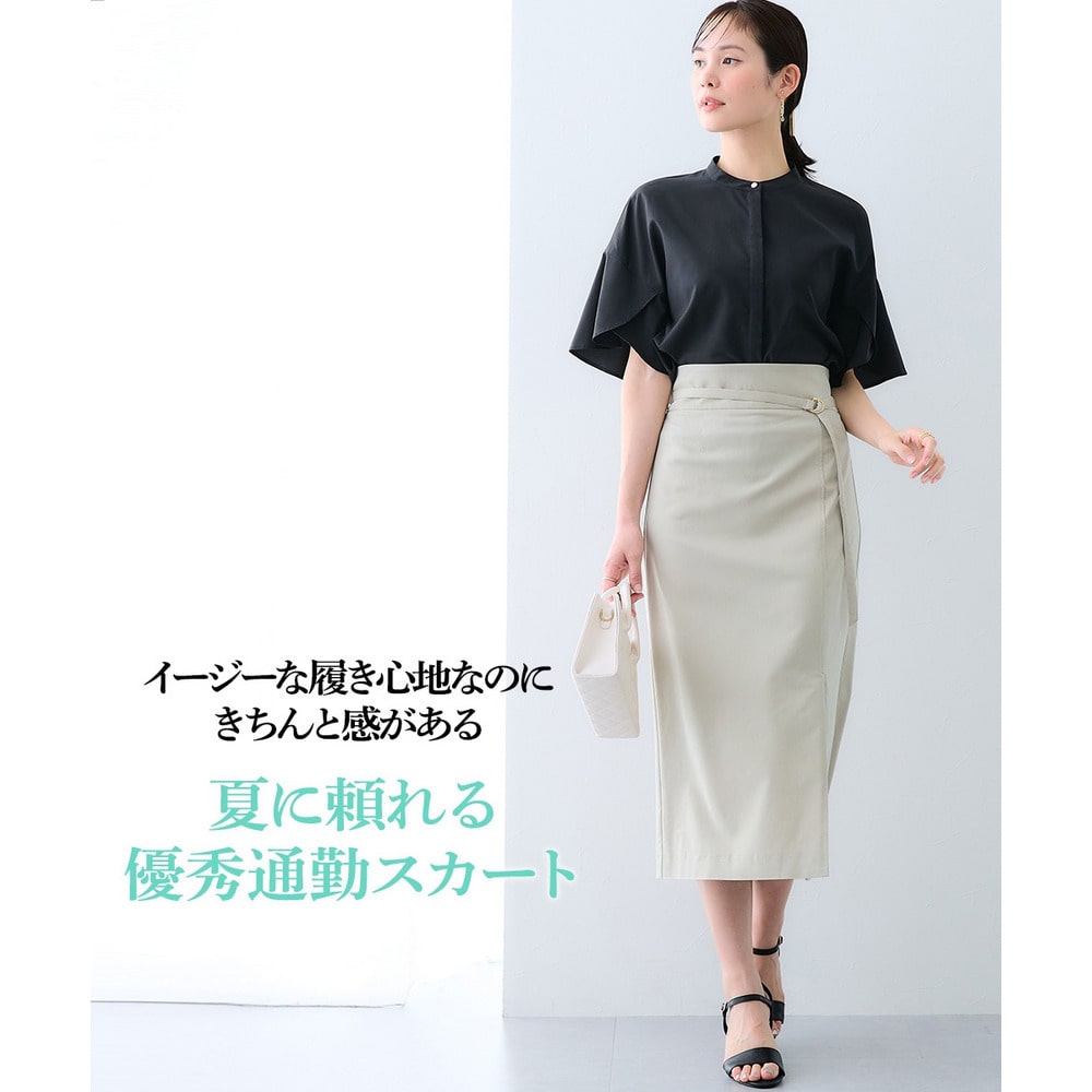ドライタッチストレッチベルト付きナロースカート(ストレッチ・接触冷感・UV) 大きいサイズ4