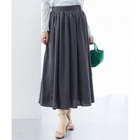 ヴィンテージサテンプリーツロングスカート 大きいサイズ
