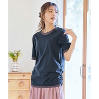 綿100%汗染みしにくい重ね着風5分袖Tシャツ 大きいサイズ
