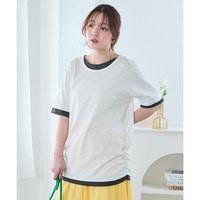 綿100%汗染みしにくい重ね着風5分袖Tシャツ 大きいサイズ