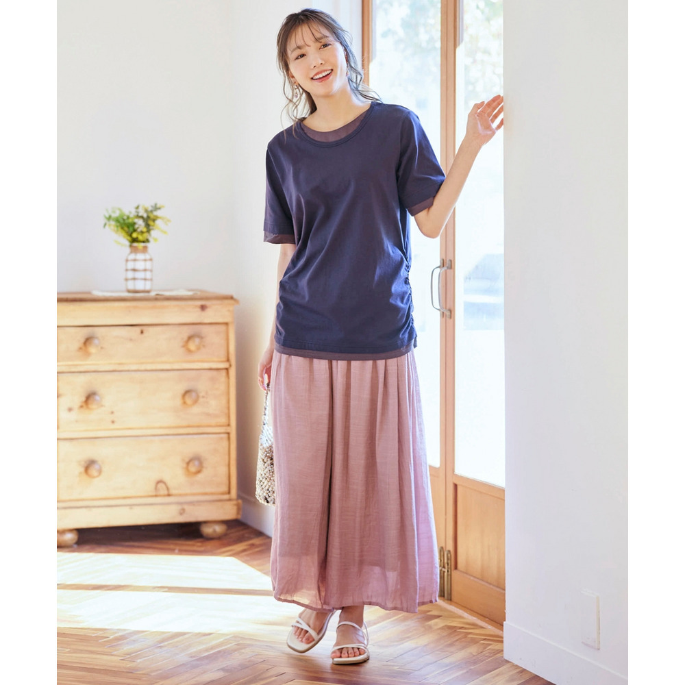 綿100%汗染みしにくい重ね着風5分袖Tシャツ 大きいサイズ15