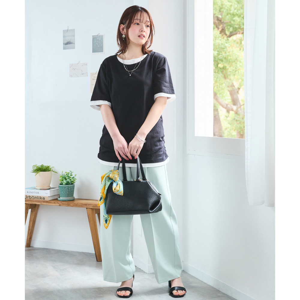 綿100%汗染みしにくい重ね着風5分袖Tシャツ 大きいサイズ17