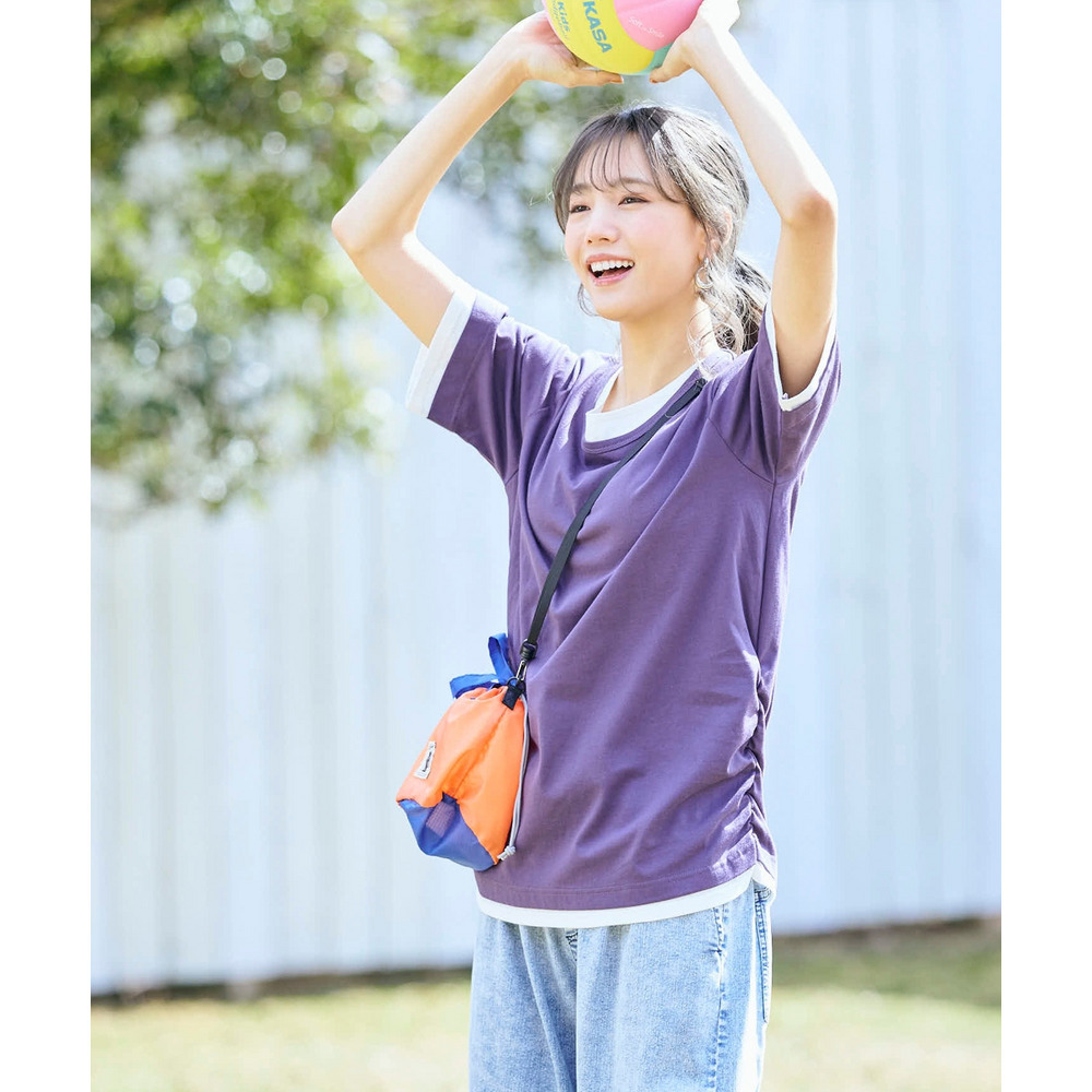 綿100%汗染みしにくい重ね着風5分袖Tシャツ 大きいサイズ22
