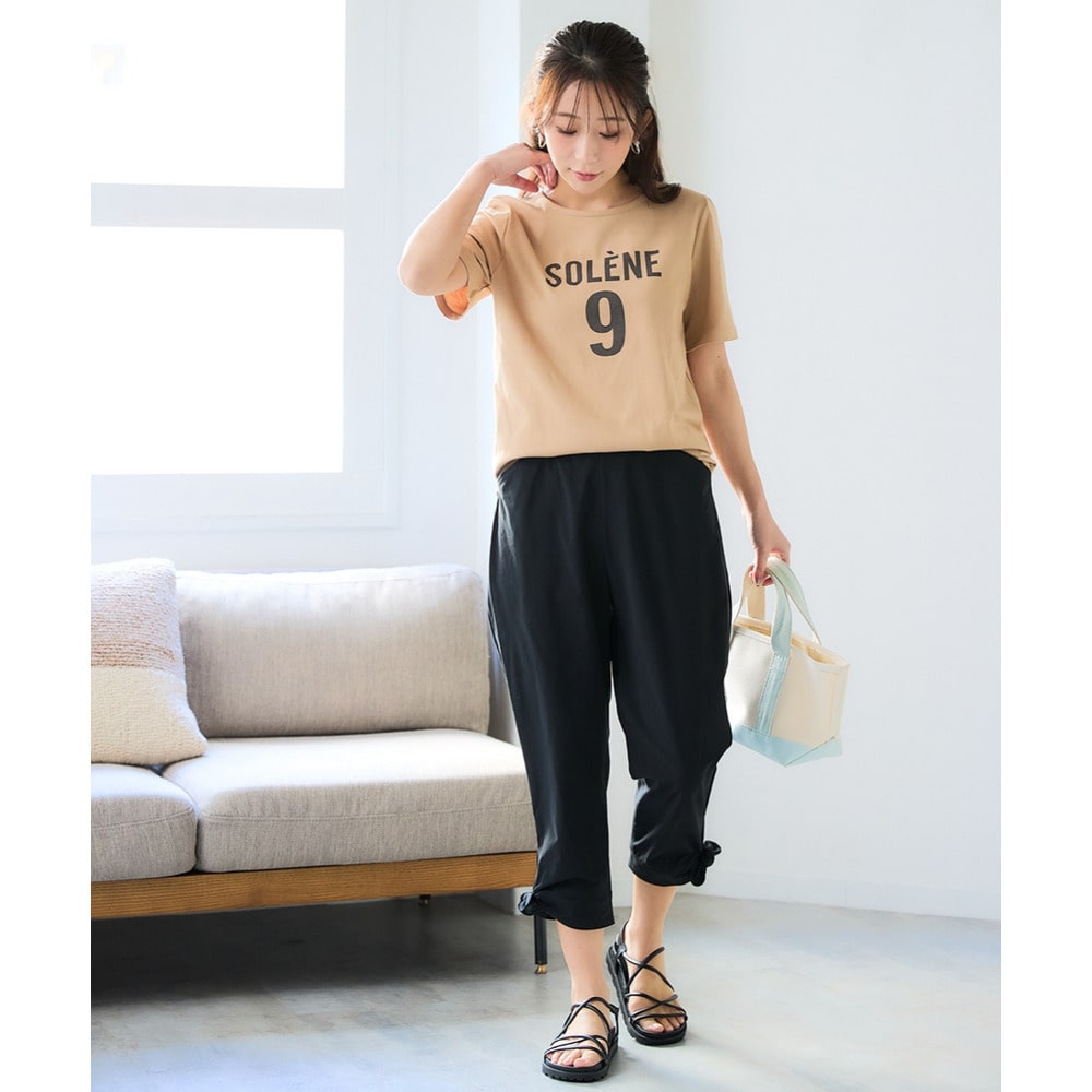 裾リボンクロップドパンツ 大きいサイズ14
