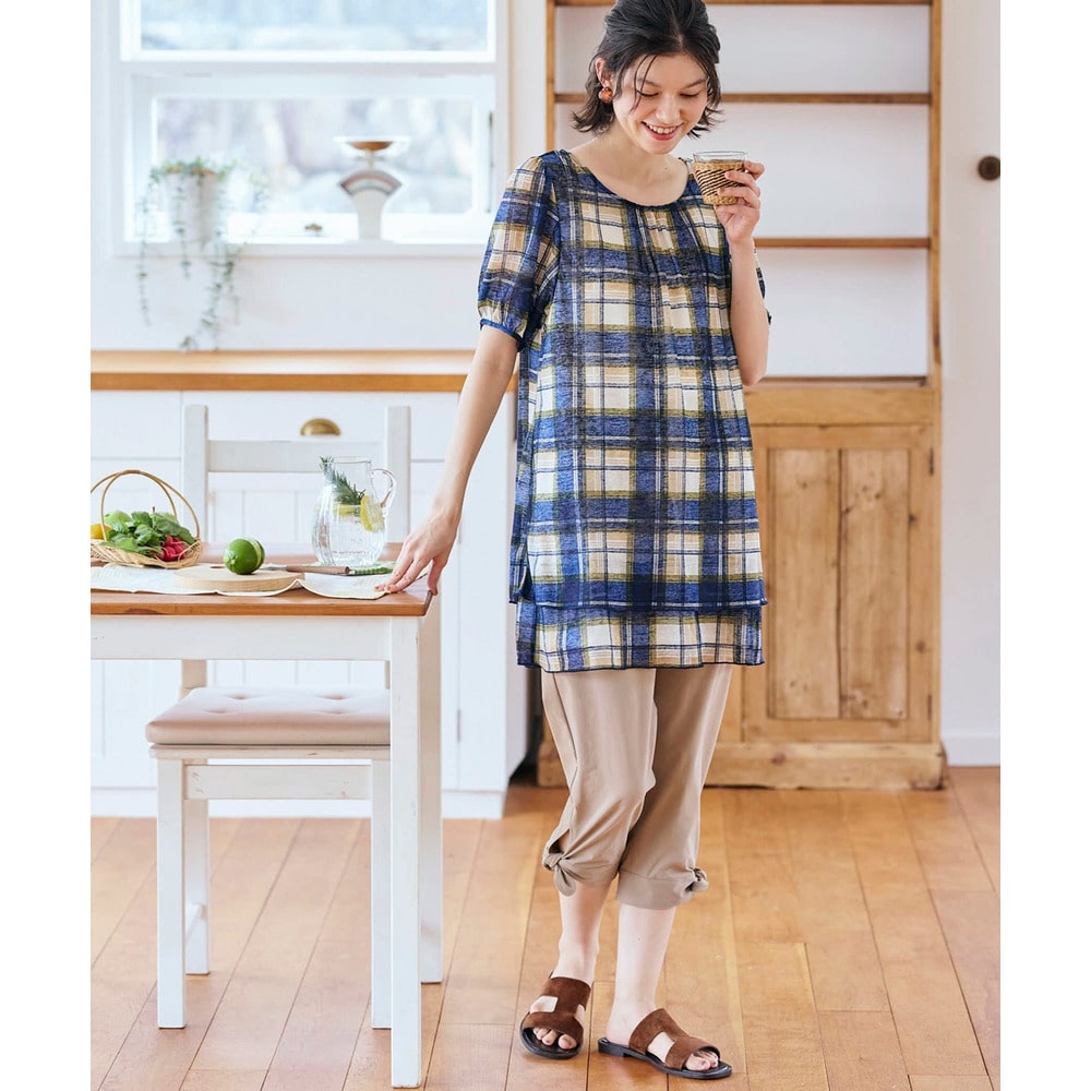 裾リボンクロップドパンツ 大きいサイズ18