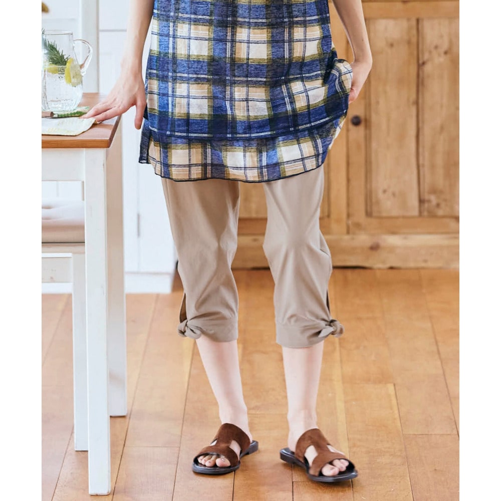 裾リボンクロップドパンツ 大きいサイズ1