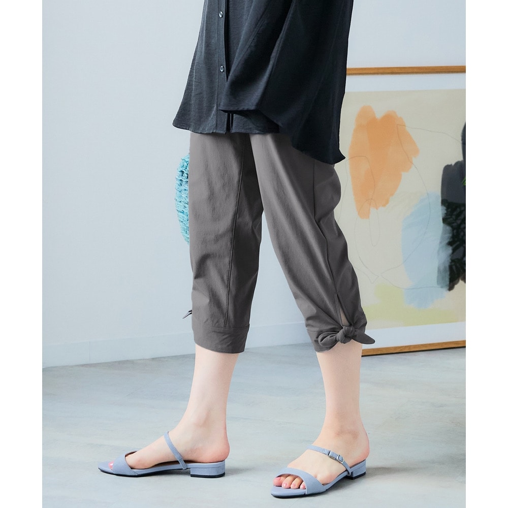 裾リボンクロップドパンツ 大きいサイズ1