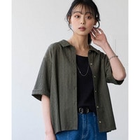 ドライタッチさらぽこジャガードカットソーゆるシルエットシャツ（吸汗速乾・UVカット）　大きいサイズ
