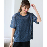 透かし柄ゆるシルエットカットソートップス　大きいサイズ