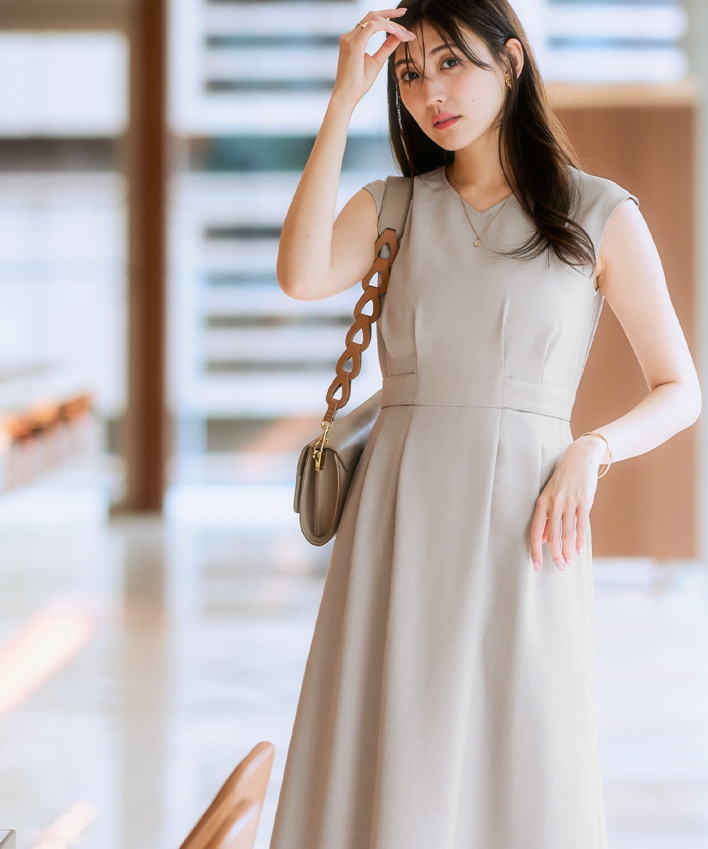 【レディーススーツ】<夏用>ワンピースアンサンブルスーツ(半袖キーネックジャケット+ロング丈ワンピース) 大きいサイズ17