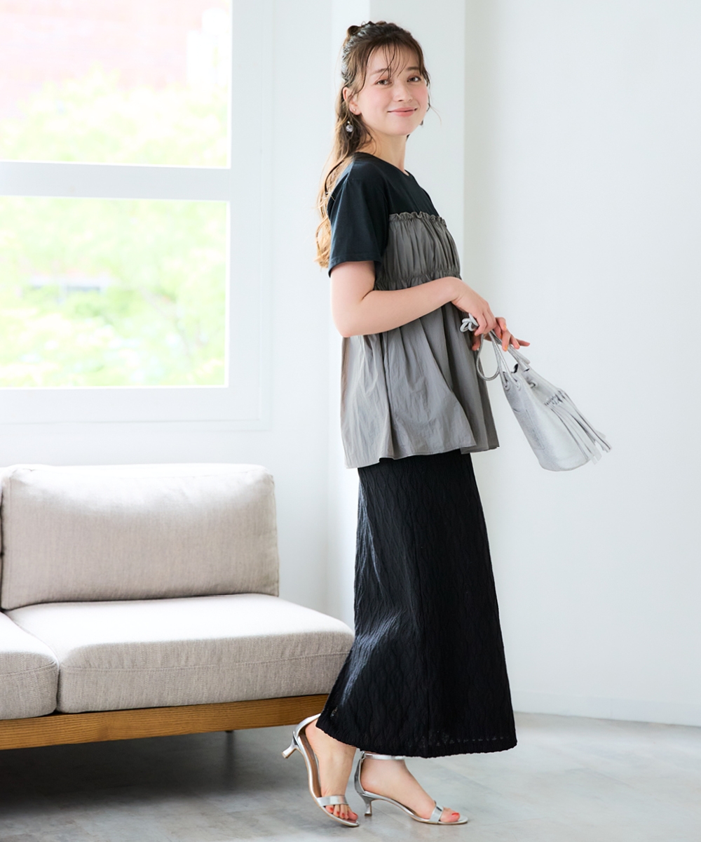 ふんわりナイロンワッシャードッキングTシャツ 大きいサイズ10