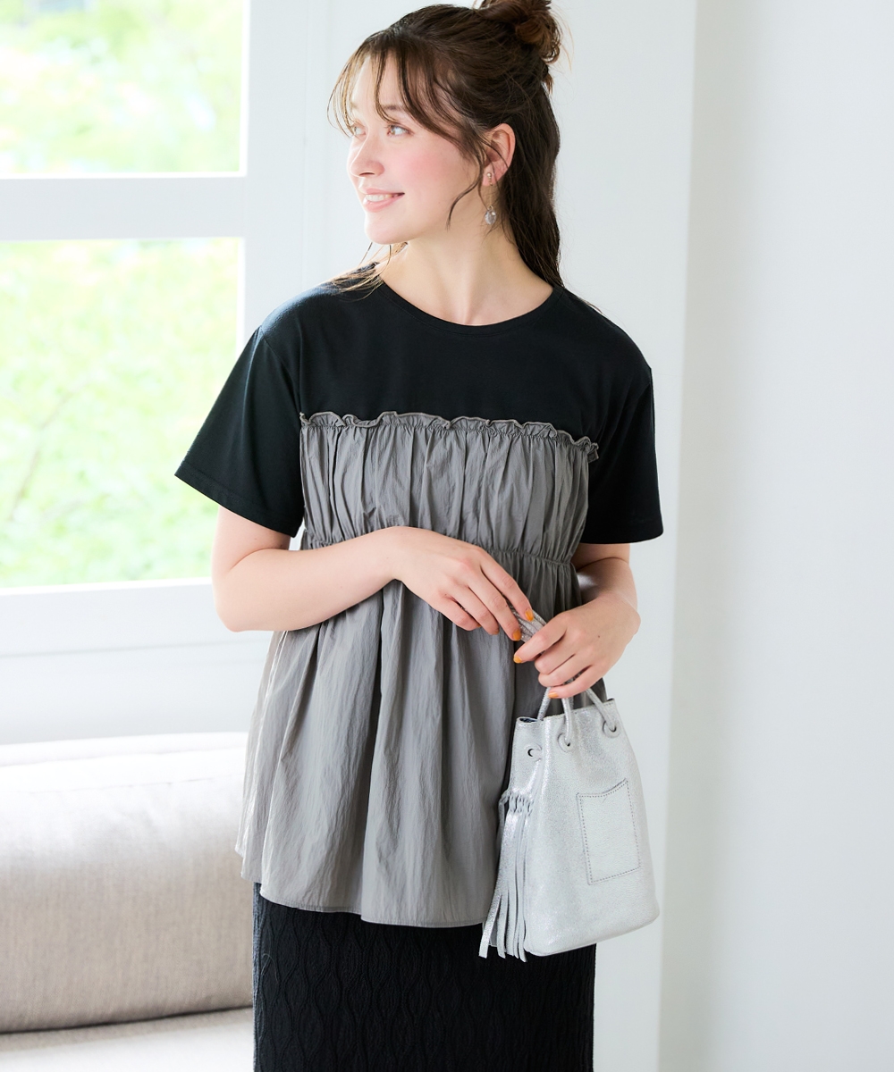 ふんわりナイロンワッシャードッキングTシャツ 大きいサイズ11