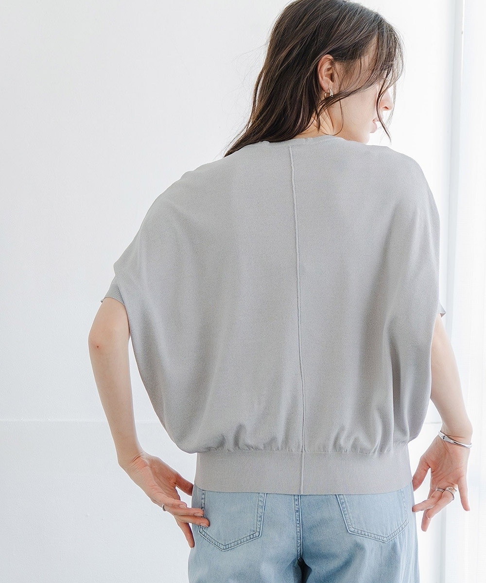 【アイスクリーンプレミアム】Vネックドルマンニットトップス(持続冷感・接触冷感・毛玉になりにくい・UVカット・洗濯機で洗える・遮熱) 大きいサイズ27
