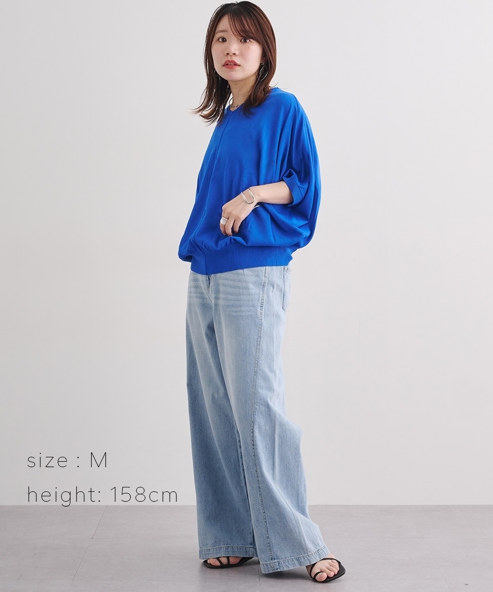 【アイスクリーンプレミアム】Vネックドルマンニットトップス(持続冷感・接触冷感・毛玉になりにくい・UVカット・洗濯機で洗える・遮熱) 大きいサイズ29