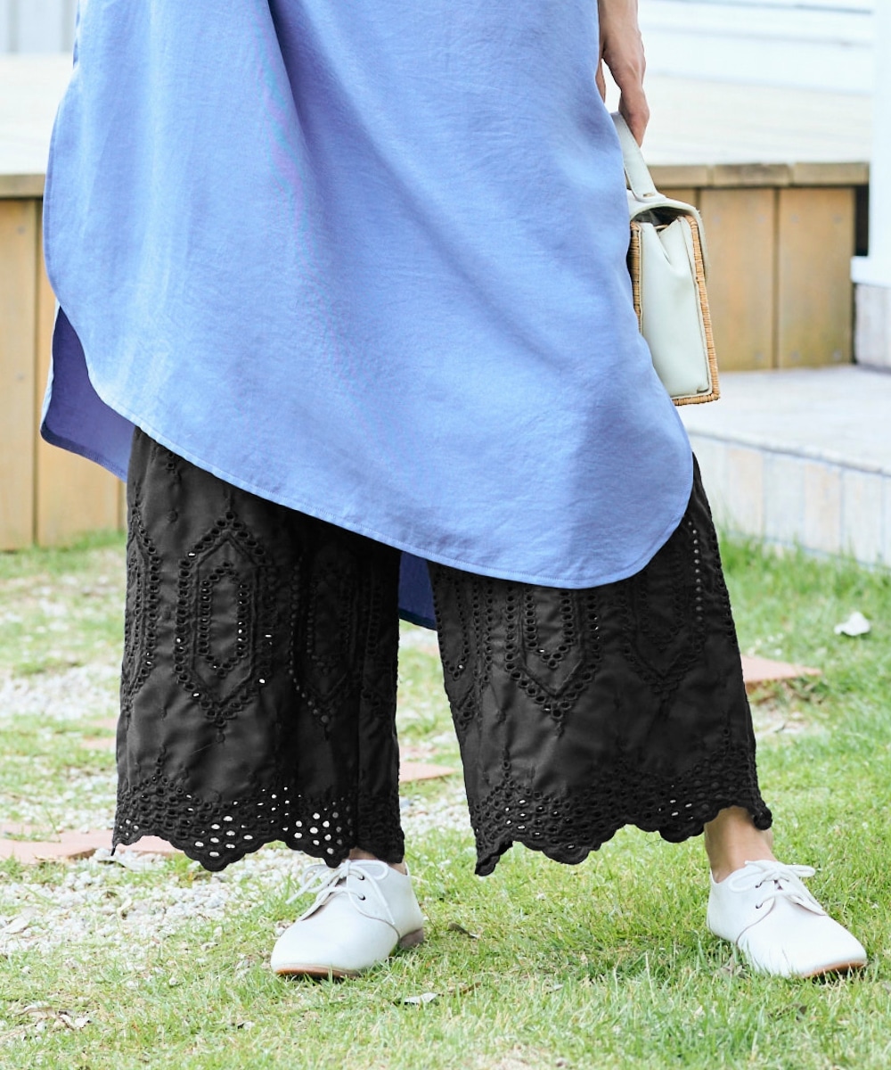 裾刺しゅうがかわいい万能ペチパンツ 大きいサイズ1