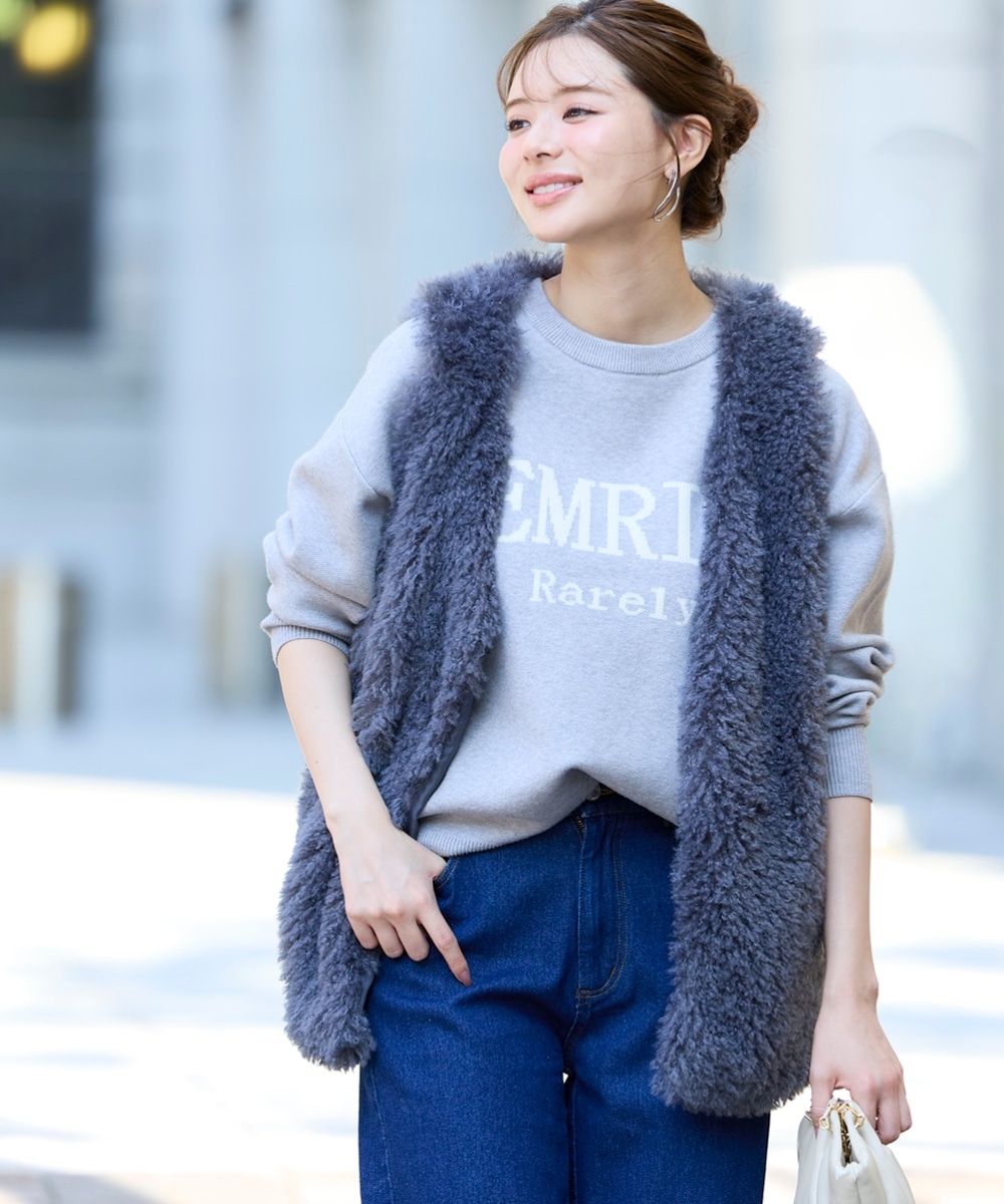 ふんわりボアベスト 大きいサイズ